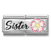 Nomination Composable Classic Link 330734/15 Sister with Pink Flower in 925 Silver